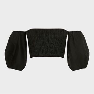 Off-the-shoulder black top with puffy sleeves US size 6/8